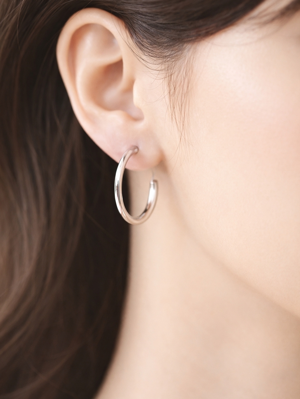 Silver Small Open Hoop Earrings - 0.6-in - Women's Fashion Jewelry